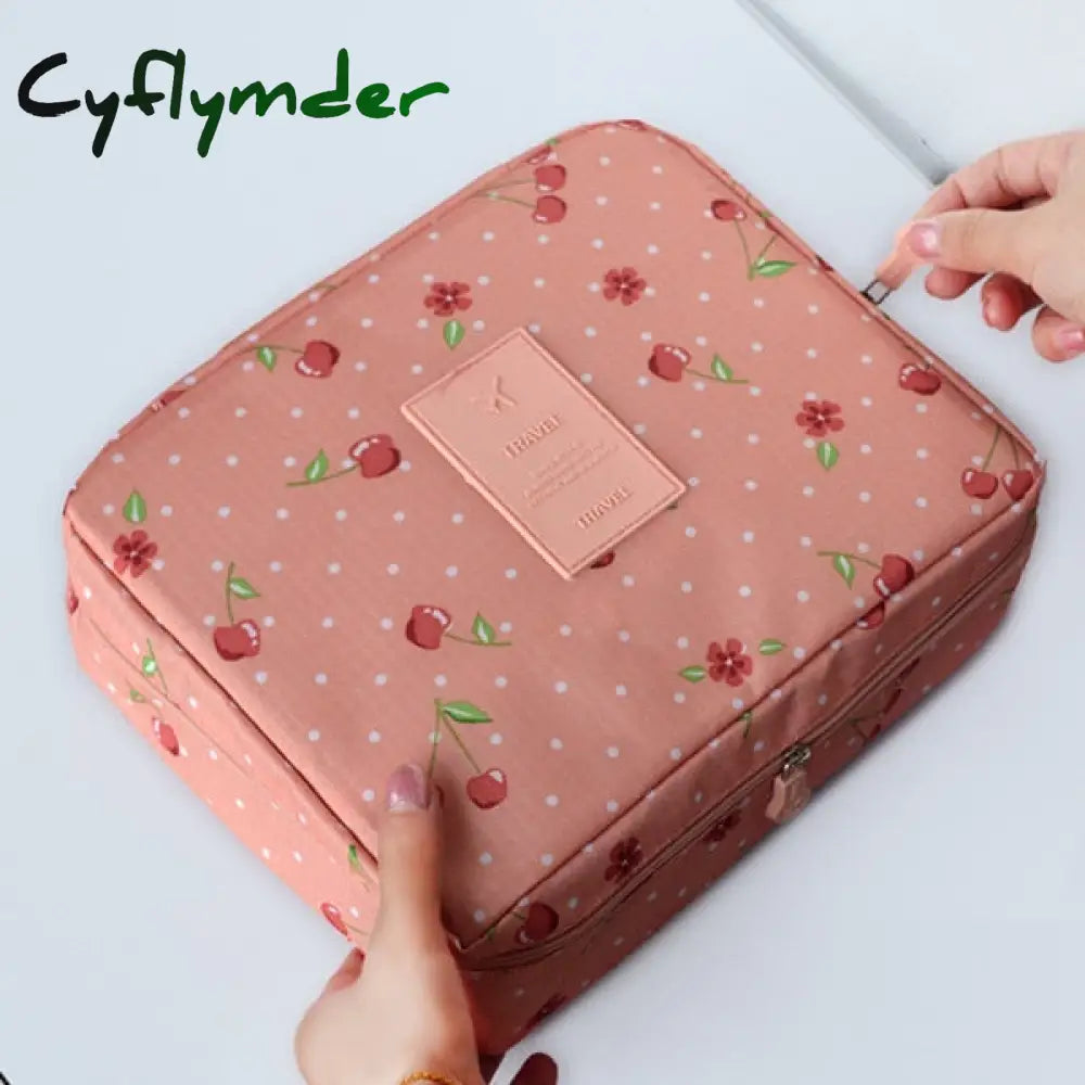 Cyflymder Womens Cosmetic Toiletry Bags Travel Makeup Bag Girl’s Cute Printing Organizer Make Up