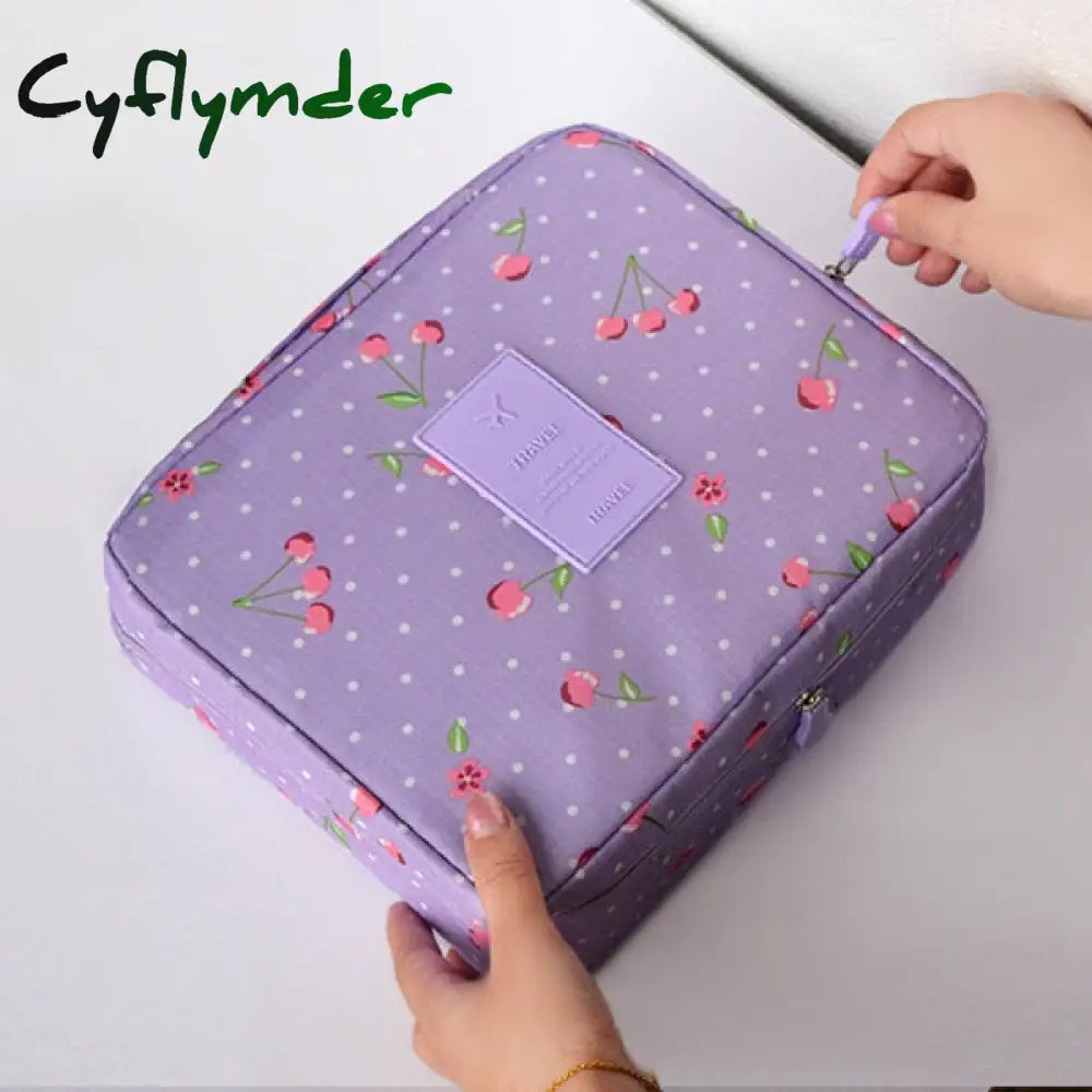 Cyflymder Womens Cosmetic Toiletry Bags Travel Makeup Bag Girl’s Cute Printing Organizer Make Up