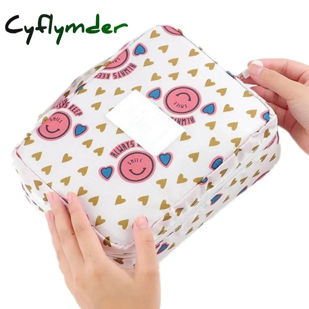 Cyflymder Womens Cosmetic Toiletry Bags Travel Makeup Bag Girl’s Cute Printing Organizer Make Up