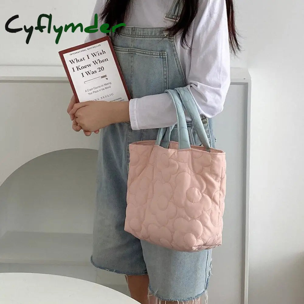 Cyflymder Women’s Cotton Handbags Mini Shoulder Bag Purses Flower Canvas Tote Open Sweet Small