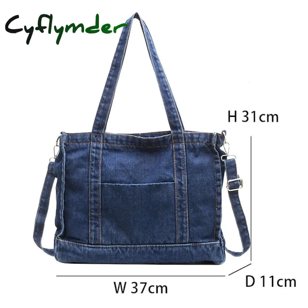 Cyflymder Women’s Crossbody Bag Tote Shoulder Canvas Denim Outdoor Daily Holiday Zipper Large