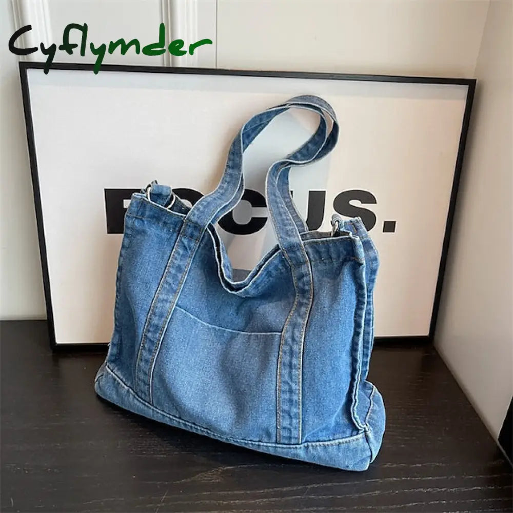 Cyflymder Women’s Crossbody Bag Tote Shoulder Canvas Denim Outdoor Daily Holiday Zipper Large