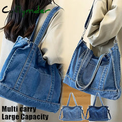Cyflymder Women’s Crossbody Bag Tote Shoulder Canvas Denim Outdoor Daily Holiday Zipper Large