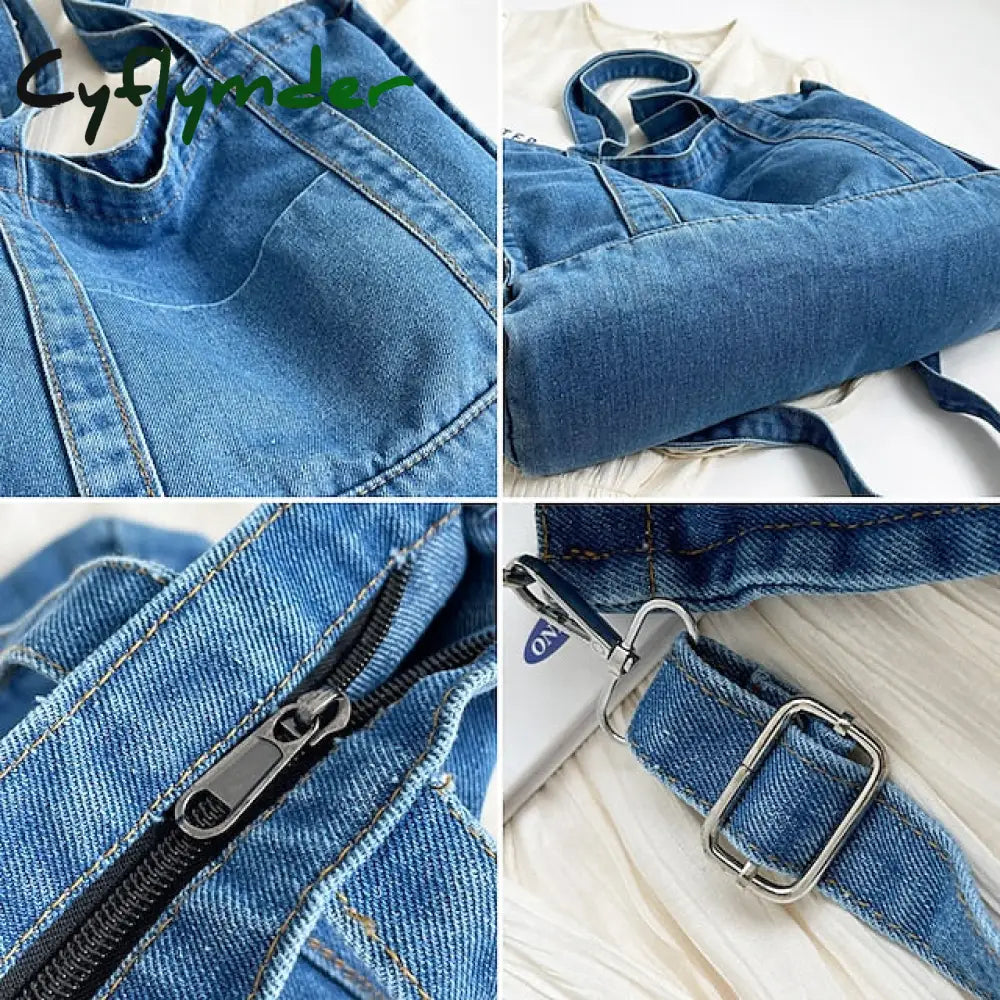 Cyflymder Women’s Crossbody Bag Tote Shoulder Canvas Denim Outdoor Daily Holiday Zipper Large