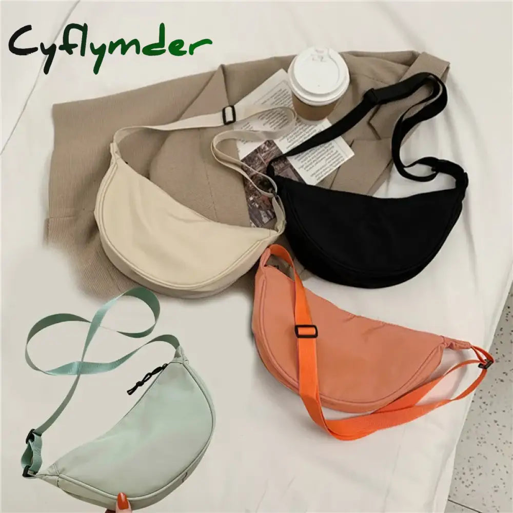 Women's Crossbody Dumpling Shape Lightweight Underarm Knapsack Nylon Large Capacity Smooth Zipper Female's One Shoulder Bag