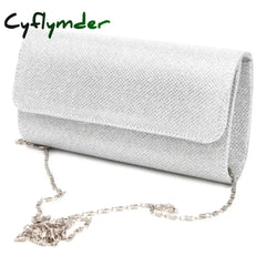 Cyflymder Women’s Evening Shoulder Bag Bridal Clutch Party Prom Wedding Envelope Handbag Sliver