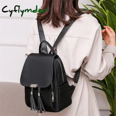 Cyflymder Women’s Fashion Backpack Nylon School Bookbag Tassel Anti-Theft Daypack Rucksack