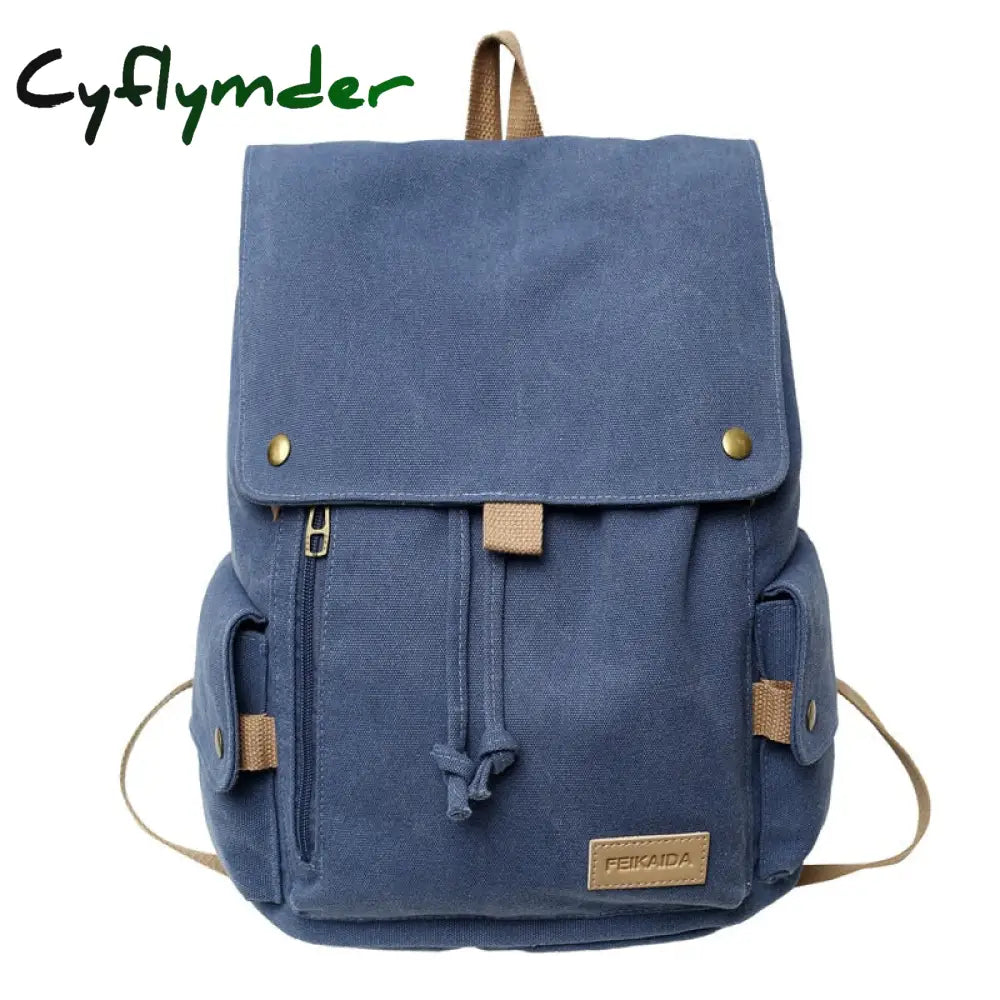 Cyflymder Women’s Fashion Beige Canvas Backpack Men’s Contrast Travel Bag College Girl’s