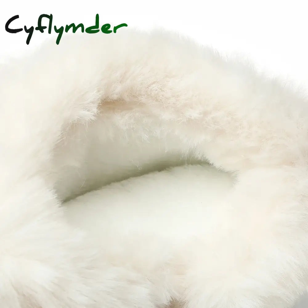 Cyflymder Women’s Faux Fur Ankle Boots Chunky Platform Waterproof Snow Boots Women Silver Thick Plush Warm Winter Boots