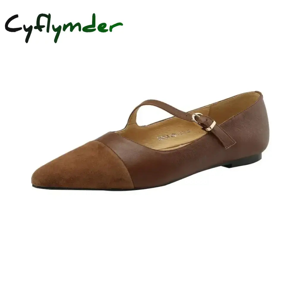 Cyflymder Women’s Flats Pointed Toe Mary Jane Shoes for Women Elegant Dress Shoes Oblique Strap Ladies Shoes