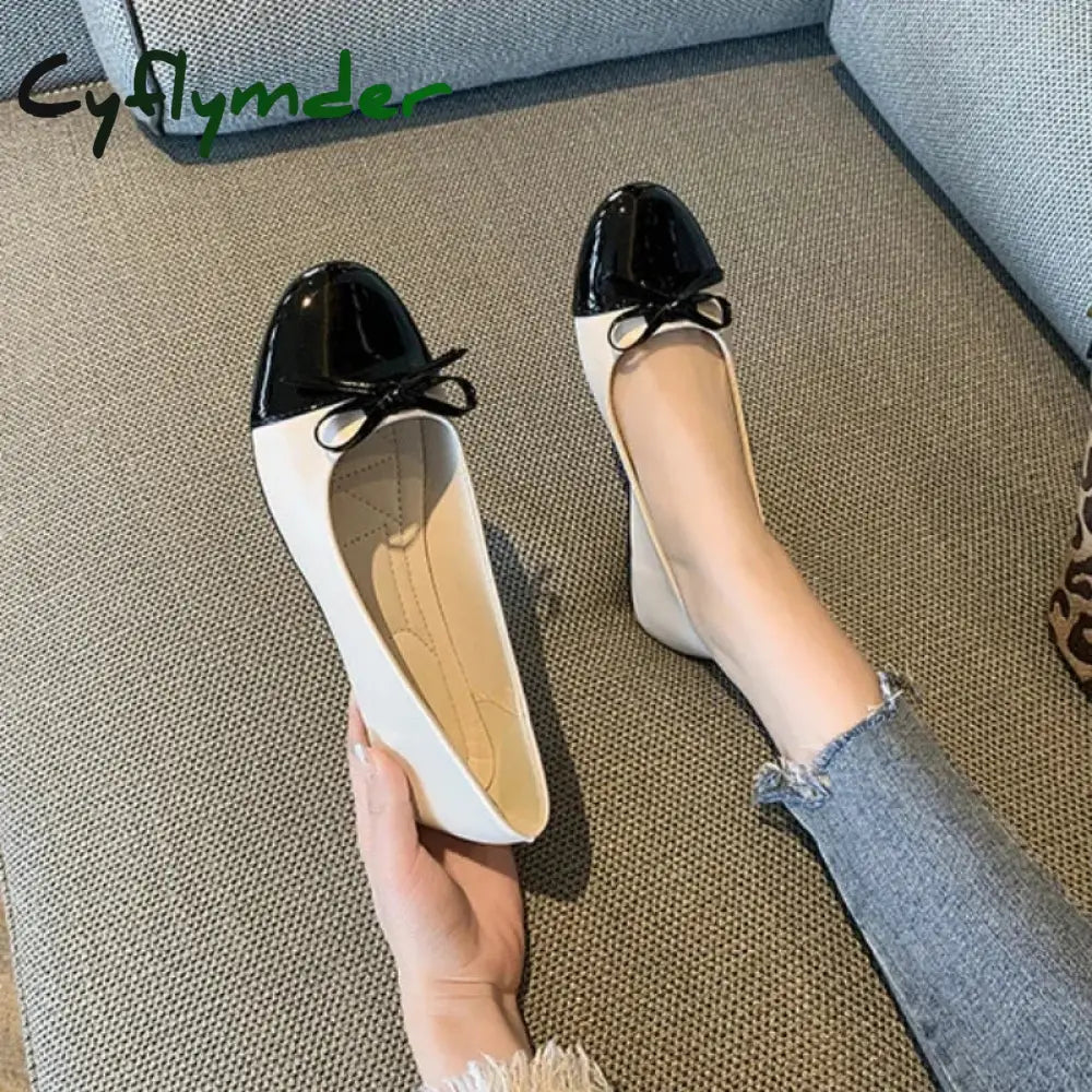 Cyflymder Women’s Flats Shoes Fashion Ballerina Woman Slip-on Loafers Elegant Bow-knot Flat Shoes Ladies Mother Shoes