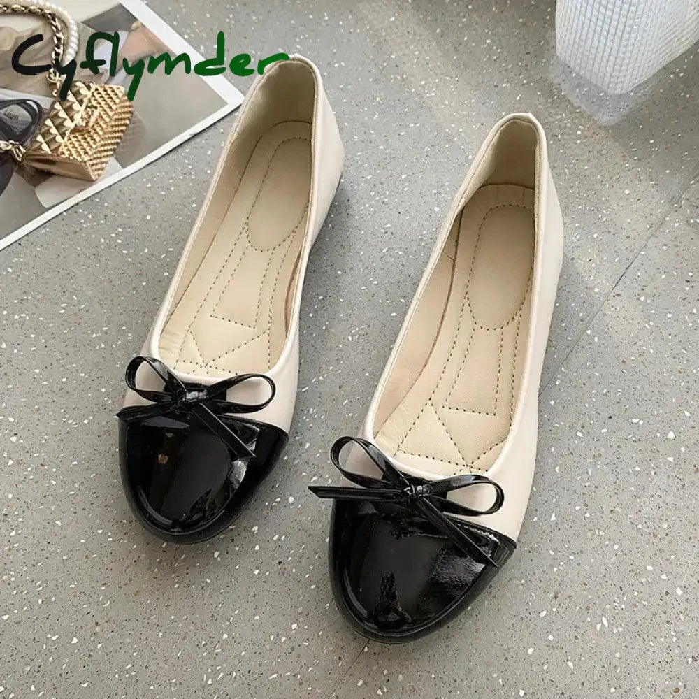 Cyflymder Women’s Flats Shoes Fashion Ballerina Woman Slip-on Loafers Elegant Bow-knot Flat Shoes Ladies Mother Shoes