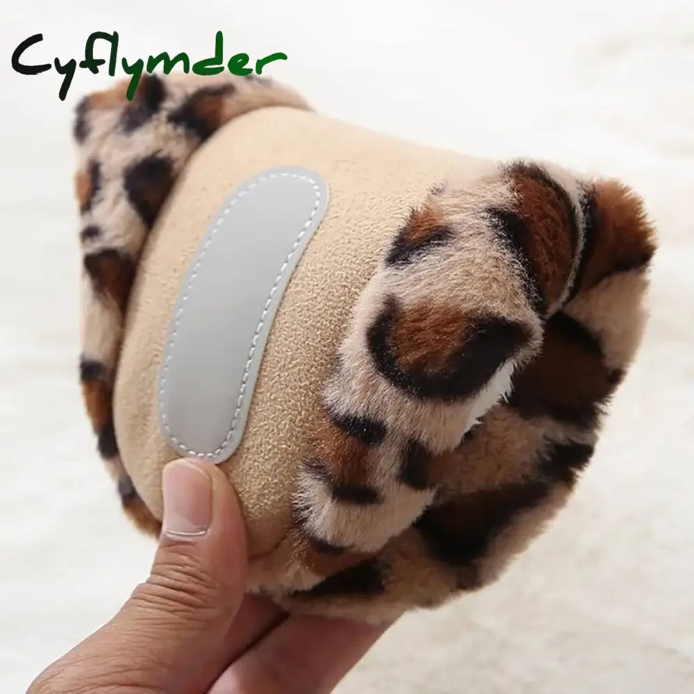 Cyflymder Women’s Fluffy Home Slippers Soft & Comfortable Leopard Pattern Indoor Slides