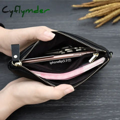 Cyflymder Women’s Genuine Leather Wallets Brief Female Clutch Bags Cell Phone Fashion Purses Cow