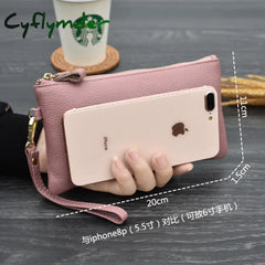 Cyflymder Women’s Genuine Leather Wallets Brief Female Clutch Bags Cell Phone Fashion Purses Cow