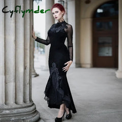 Cyflymder Women’s Gothic Half Skirt 2024 New Temperament Slim Sexy Embossed Long Palace Style