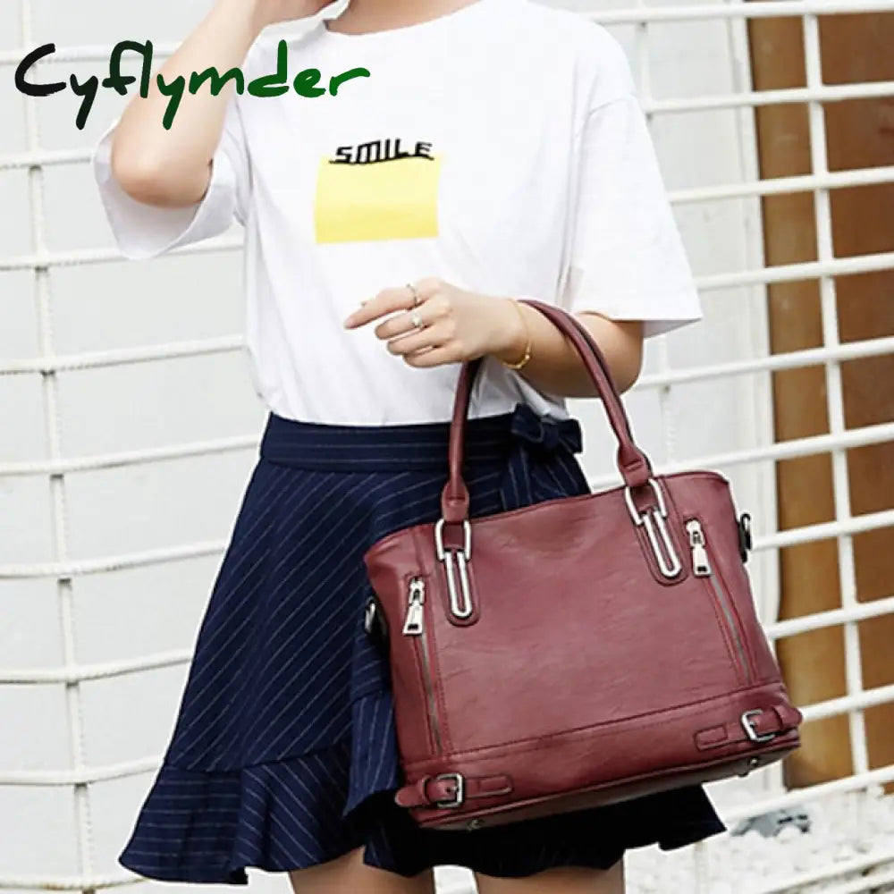 Cyflymder Women’s Handbag Satchel Top Handle Bag Pu Leather Office Daily Going Out Zipper