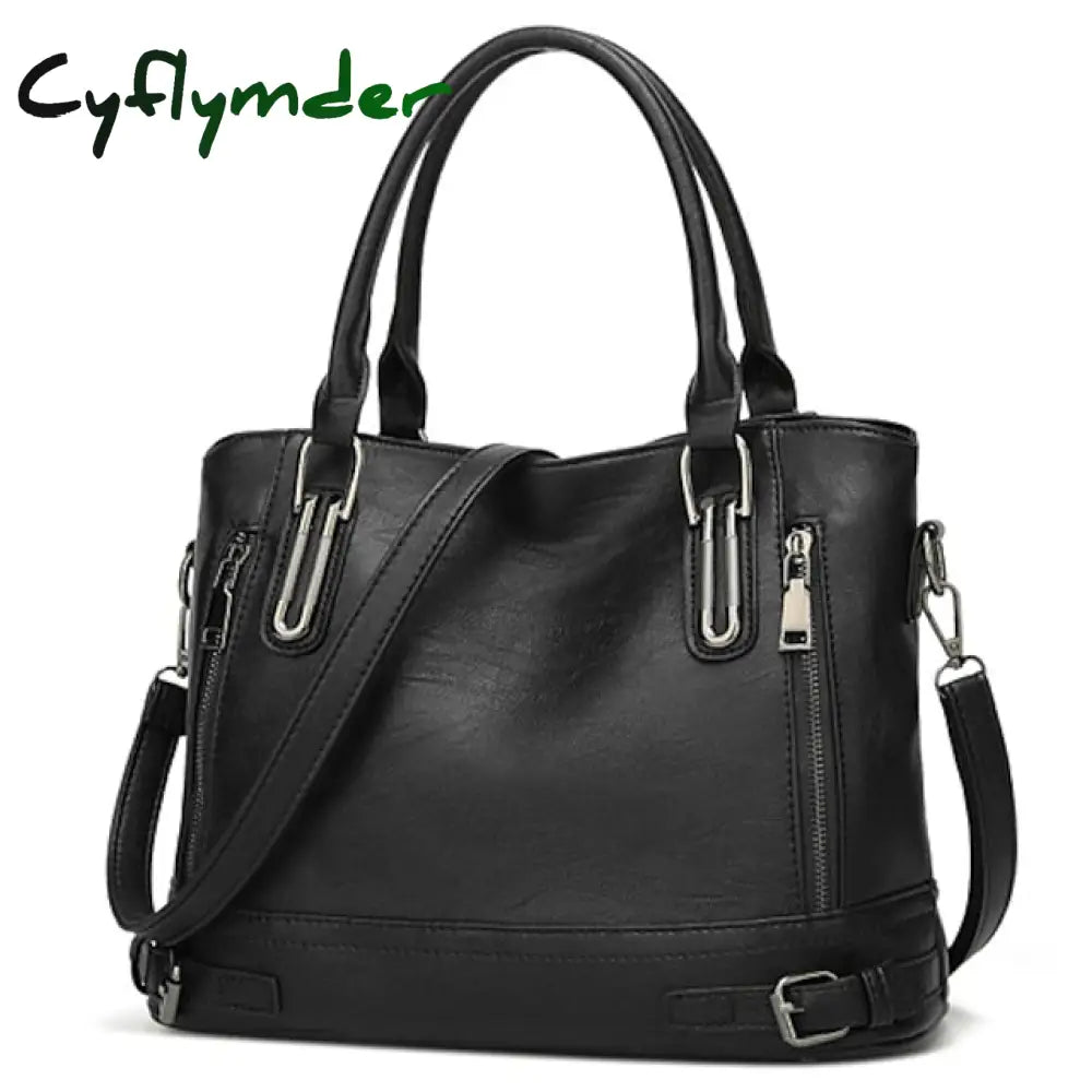 Cyflymder Women’s Handbag Satchel Top Handle Bag Pu Leather Office Daily Going Out Zipper Black