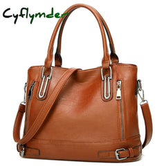 Cyflymder Women’s Handbag Satchel Top Handle Bag Pu Leather Office Daily Going Out Zipper Brown