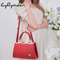 Cyflymder Women’s Handbag Shoulder Bag Pu Leather Daily Beach Bowknot Large Capacity Durable