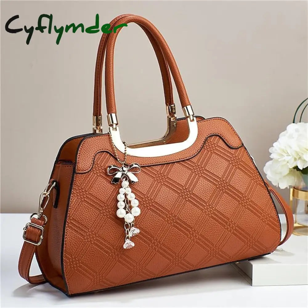 Cyflymder Women’s Handbag Shoulder Bag Pu Leather Office Daily Embossed Large Capacity Breathable