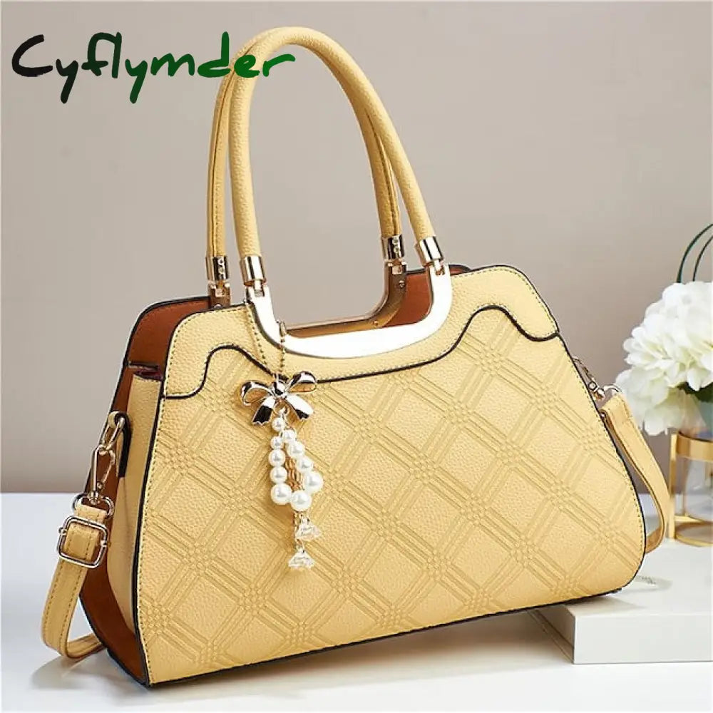 Cyflymder Women’s Handbag Shoulder Bag Pu Leather Office Daily Embossed Large Capacity Breathable