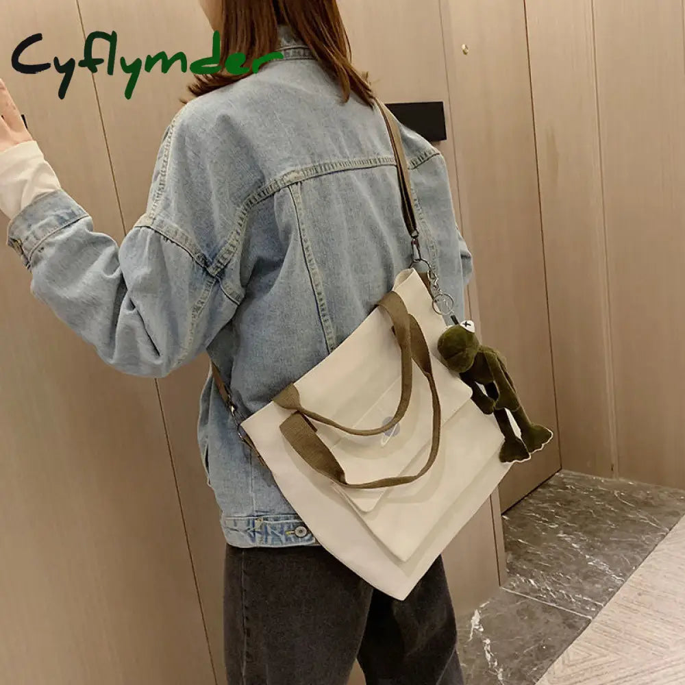 Cyflymder Women’s Handbag Tote Canvas Cross Bag Youth Fashion Casual Large Capacity Cotton