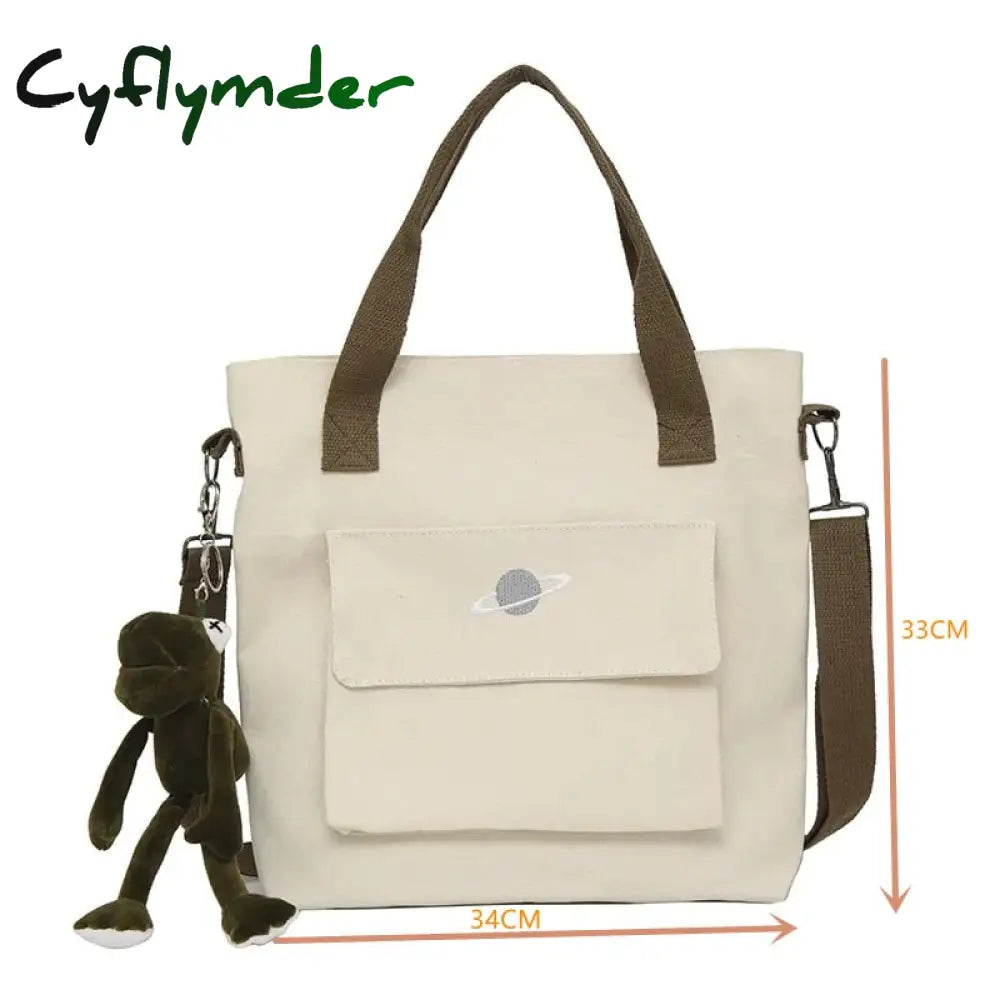 Cyflymder Women’s Handbag Tote Canvas Cross Bag Youth Fashion Casual Large Capacity Cotton