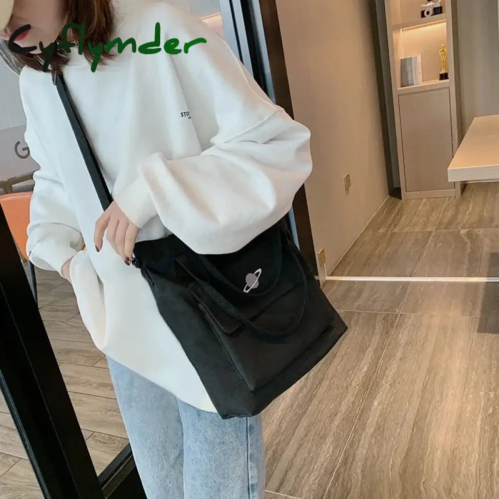 Cyflymder Women’s Handbag Tote Canvas Cross Bag Youth Fashion Casual Large Capacity Cotton