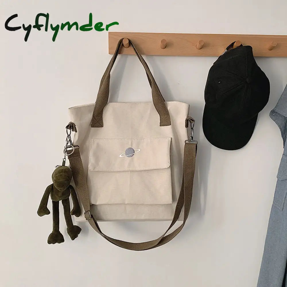 Cyflymder Women’s Handbag Tote Canvas Cross Bag Youth Fashion Casual Large Capacity Cotton