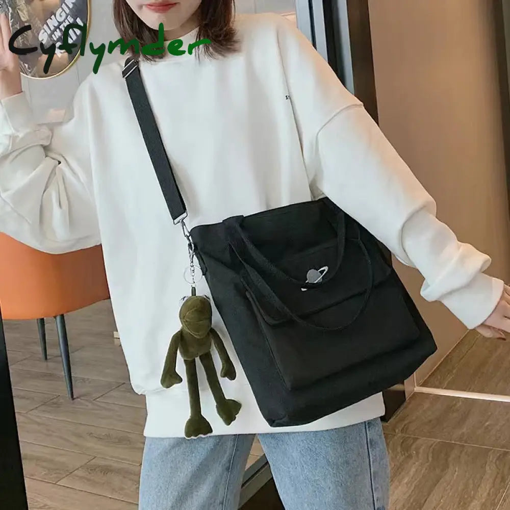 Cyflymder Women’s Handbag Tote Canvas Cross Bag Youth Fashion Casual Large Capacity Cotton