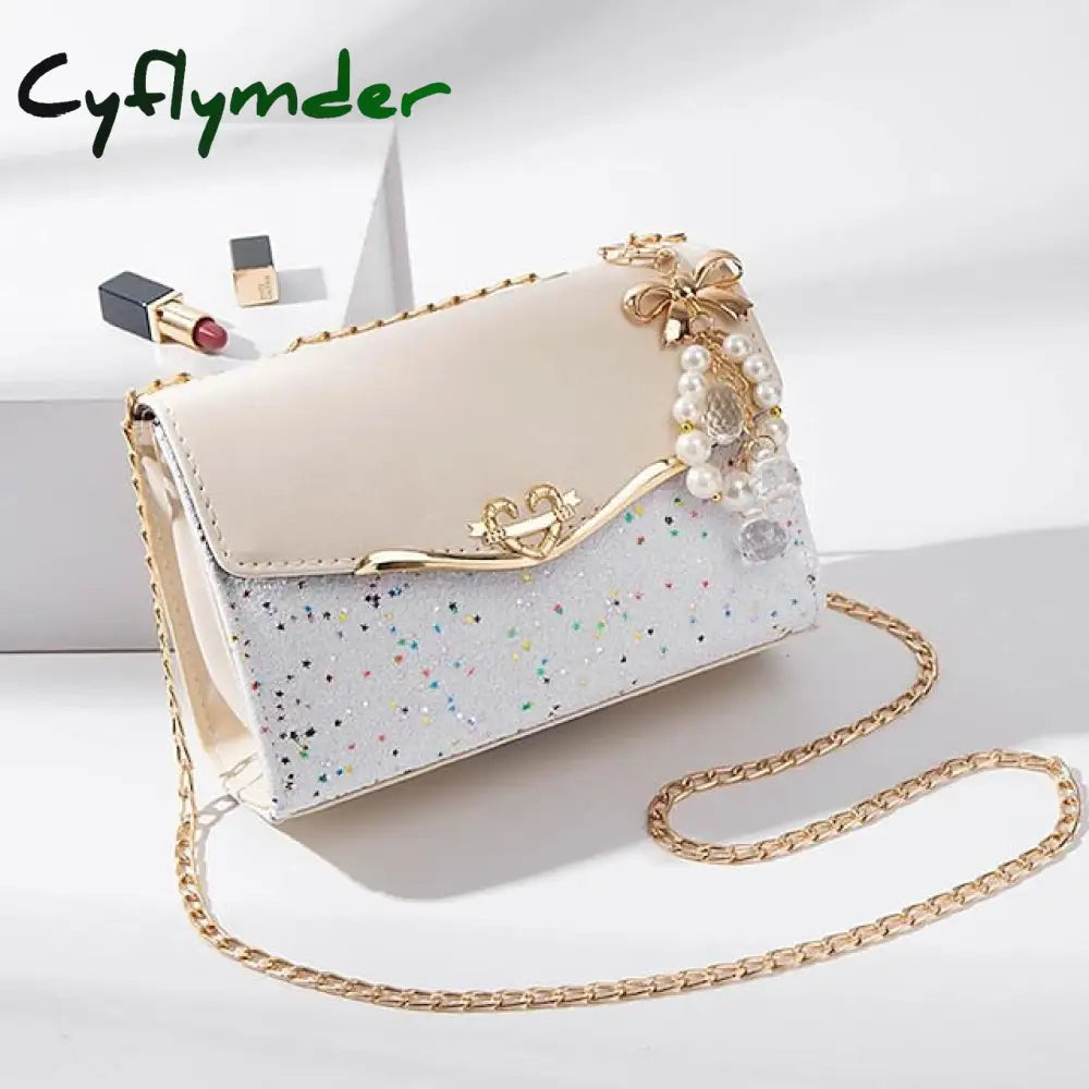 Cyflymder Women’s Ins Style One-Shoulder Messenger Bag Fragrance Chain Handbag Apricot