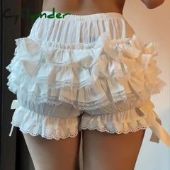 Cyflymder Womens Lace Ruffle Bloomers Shorts Layered Pettipants Victorian Pumpkin Pants Panties