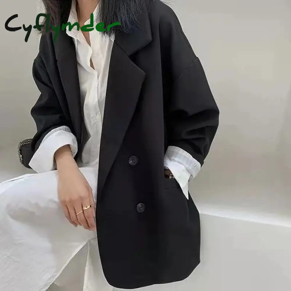 Cyflymder Women’s Large Blazer Coats Spring Autumn Fashion Korean Version Loose Top Coat Office