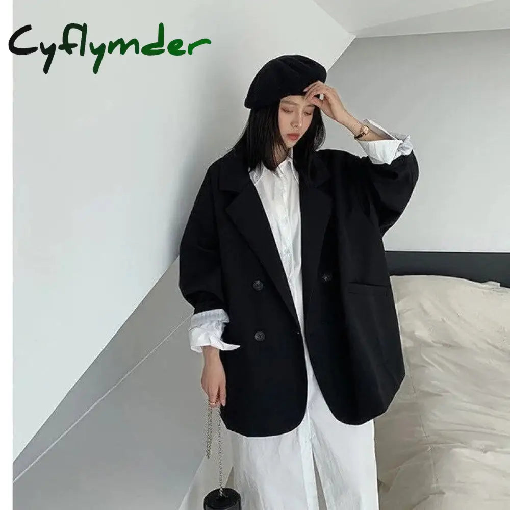 Cyflymder Women’s Large Blazer Coats Spring Autumn Fashion Korean Version Loose Top Coat Office