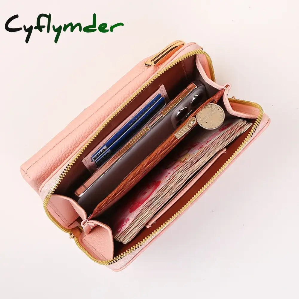 Cyflymder Women’s Long Embroidered Mobile Phone Bag Female Shoulder Straps Handbag Crossbody Bag