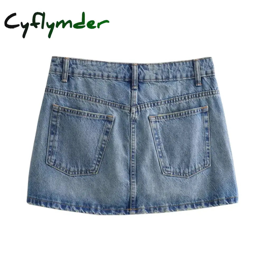 Cyflymder Women’s Mini Skirts 2024 New Spring And Summer Fashion Women Denim Casual Chic High