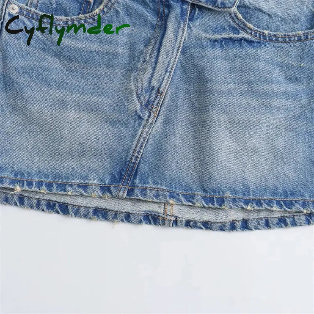 Cyflymder Women’s Mini Skirts 2024 New Spring And Summer Fashion Women Denim Casual Chic High