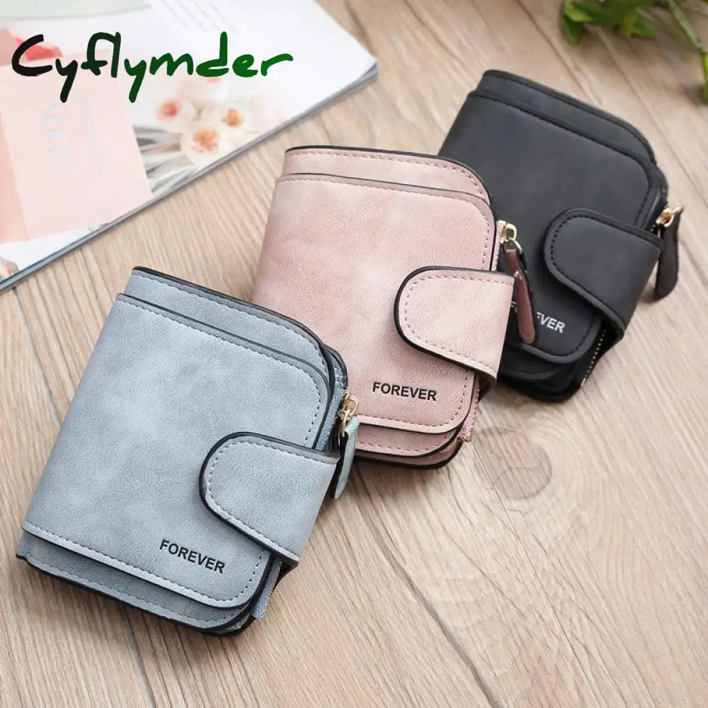 Cyflymder Women’s Multi-Function Short Wallets Pu Leather Matte High-Capacity Casual Coin Purse