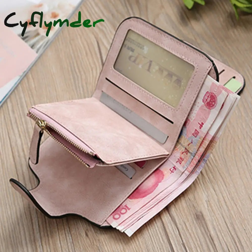 Cyflymder Women’s Multi-Function Short Wallets Pu Leather Matte High-Capacity Casual Coin Purse