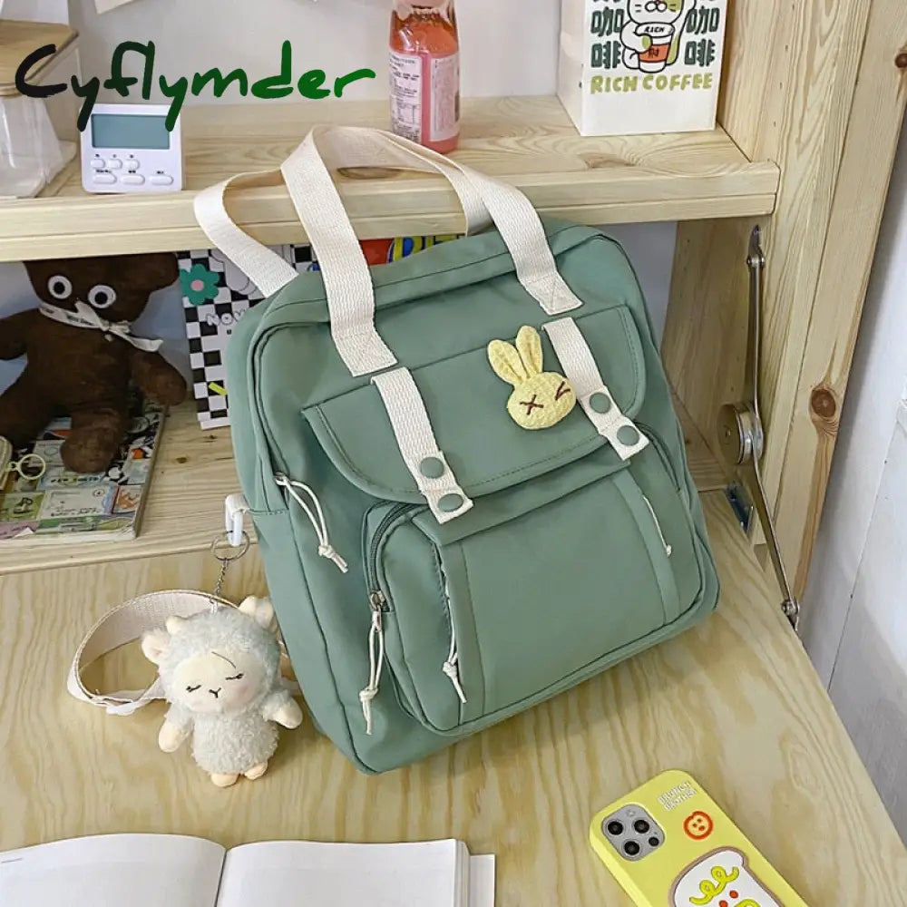 Cyflymder Women’s Nylon Backpack Candy Color Waterproof School Bag Teen Girls Contrast Shoulder