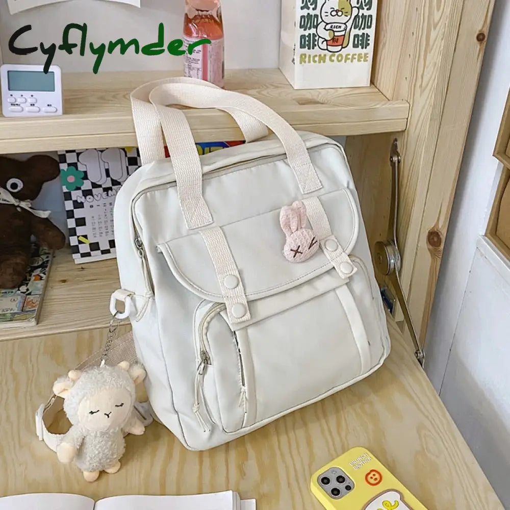 Cyflymder Women’s Nylon Backpack Candy Color Waterproof School Bag Teen Girls Contrast Shoulder