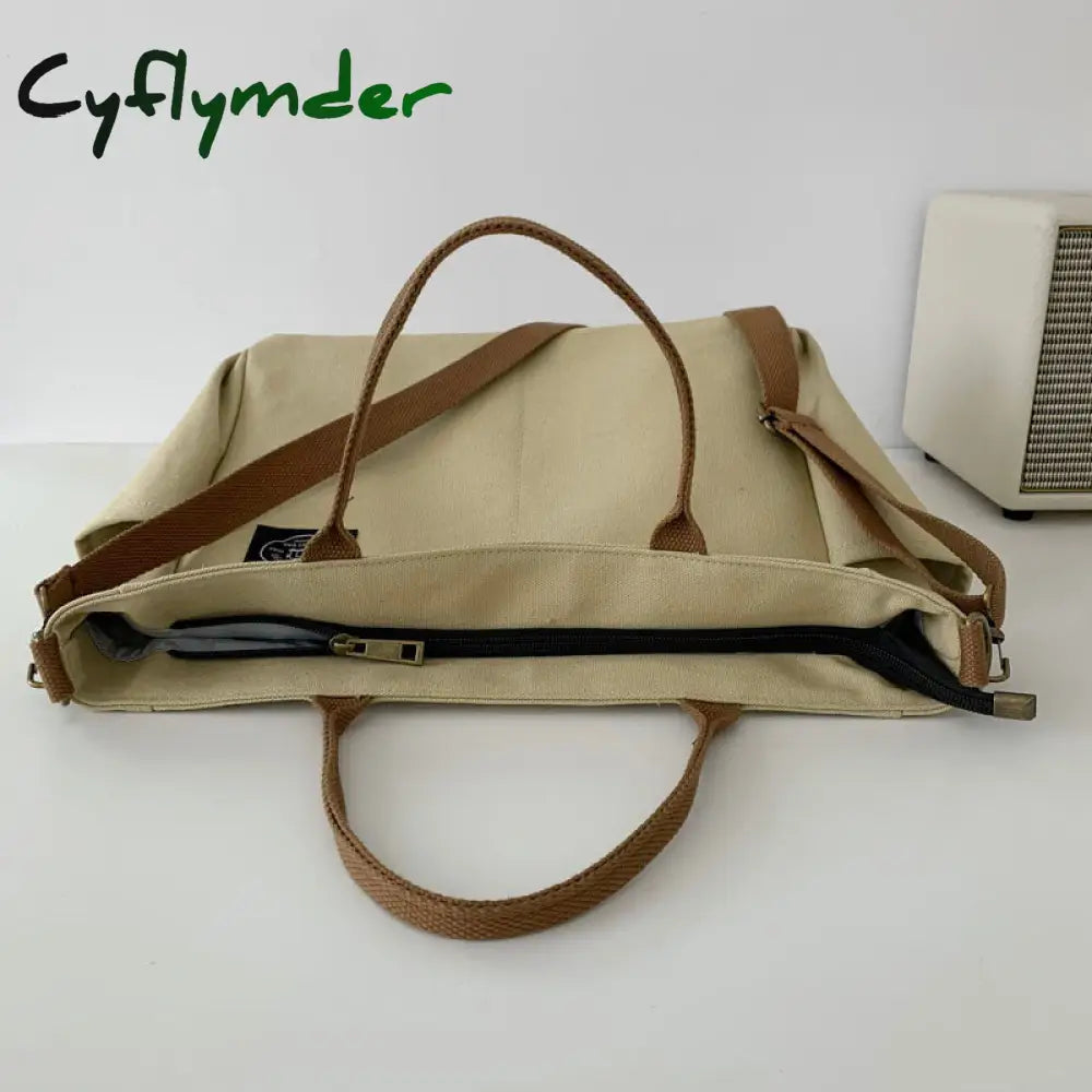 Cyflymder Women’s Retro Large Size Bags Cotton Canvas Shoulder Bag Fashion Crossbody Handbag