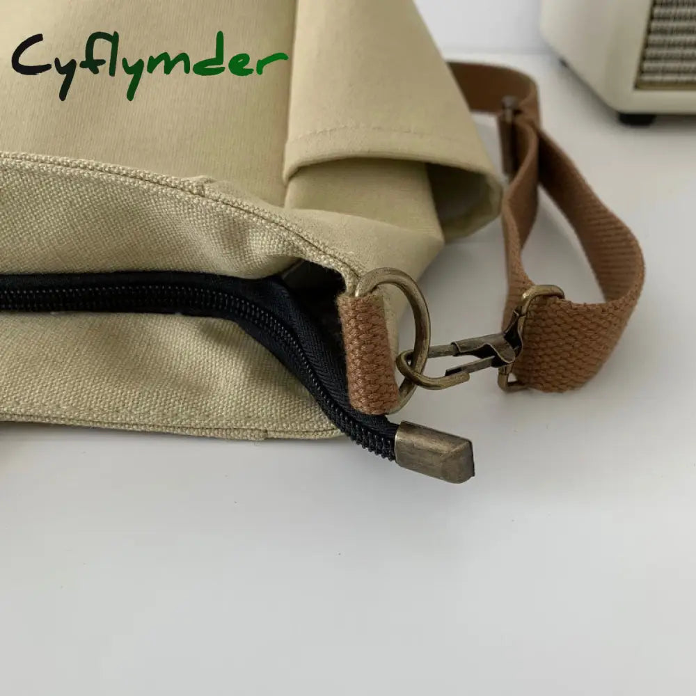 Cyflymder Women’s Retro Large Size Bags Cotton Canvas Shoulder Bag Fashion Crossbody Handbag