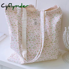 Cyflymder Women’s Shopping Shoulder Bag For Groceries Large Floral Female Reusable Foldable