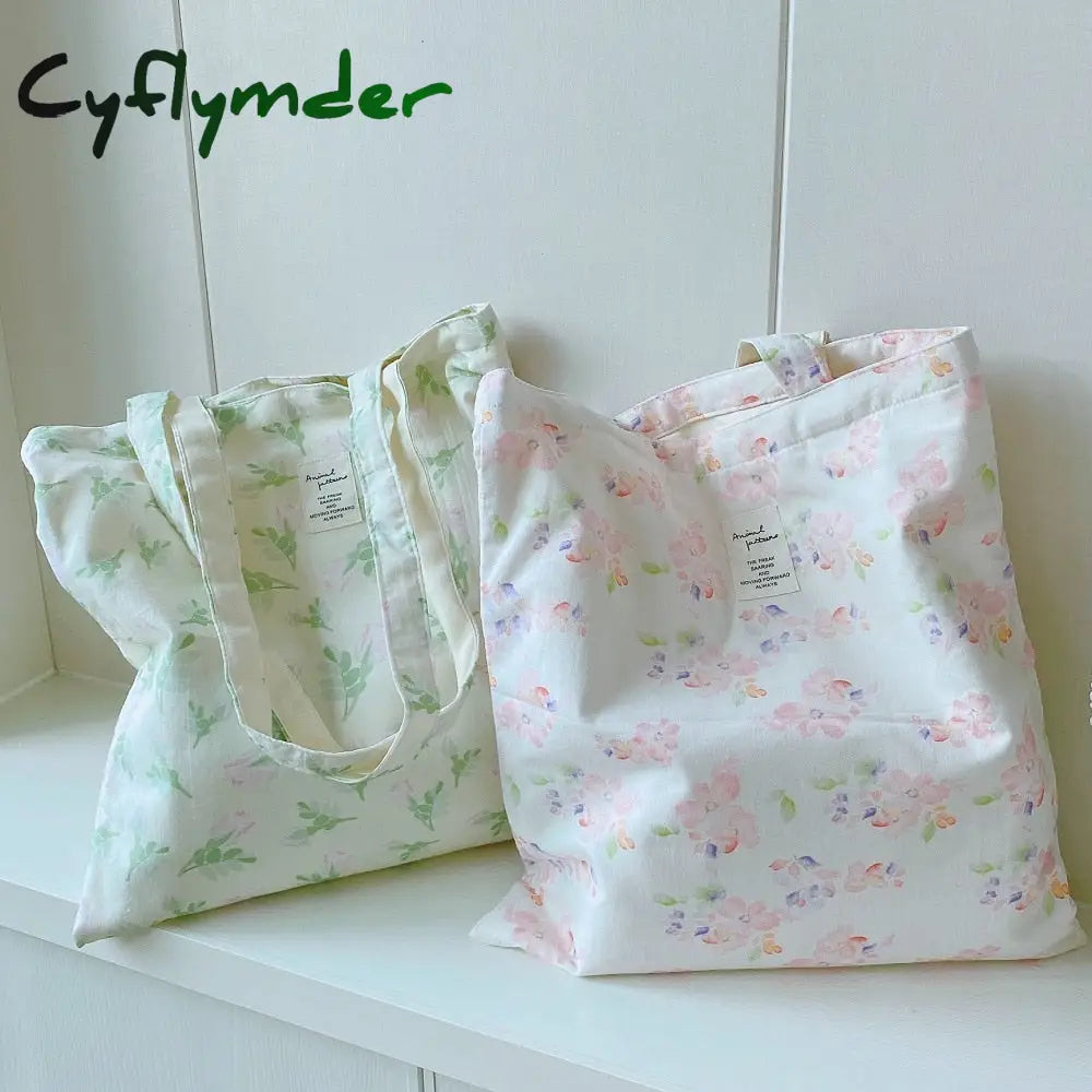 Cyflymder Women’s Shopping Shoulder Bag For Groceries Large Floral Female Reusable Foldable