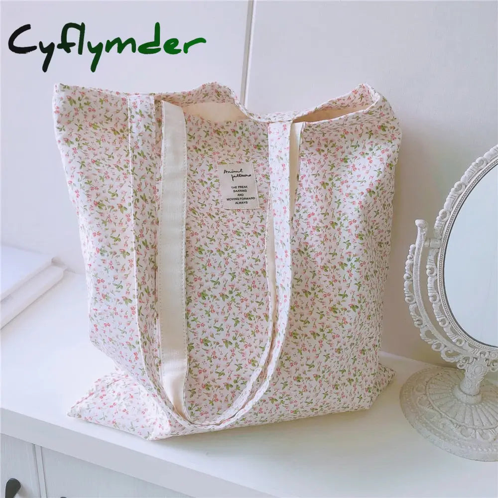 Cyflymder Women’s Shopping Shoulder Bag For Groceries Large Floral Female Reusable Foldable