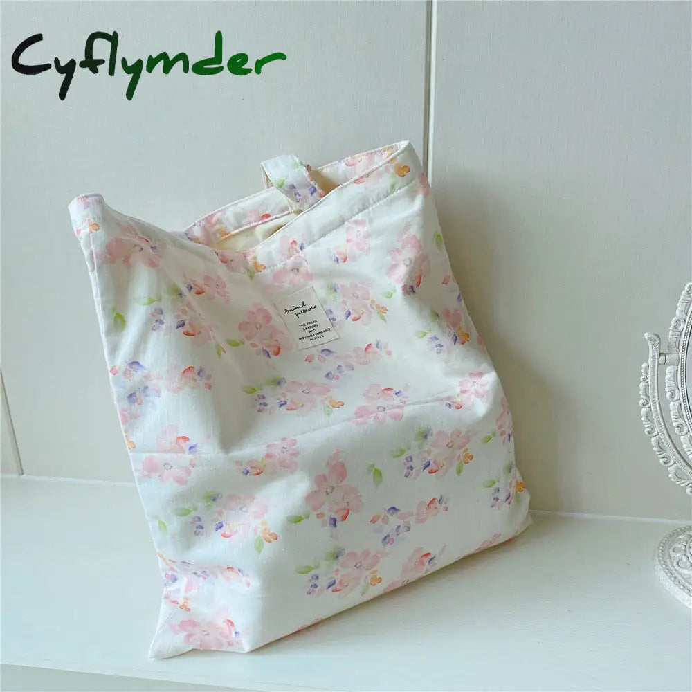 Cyflymder Women’s Shopping Shoulder Bag For Groceries Large Floral Female Reusable Foldable