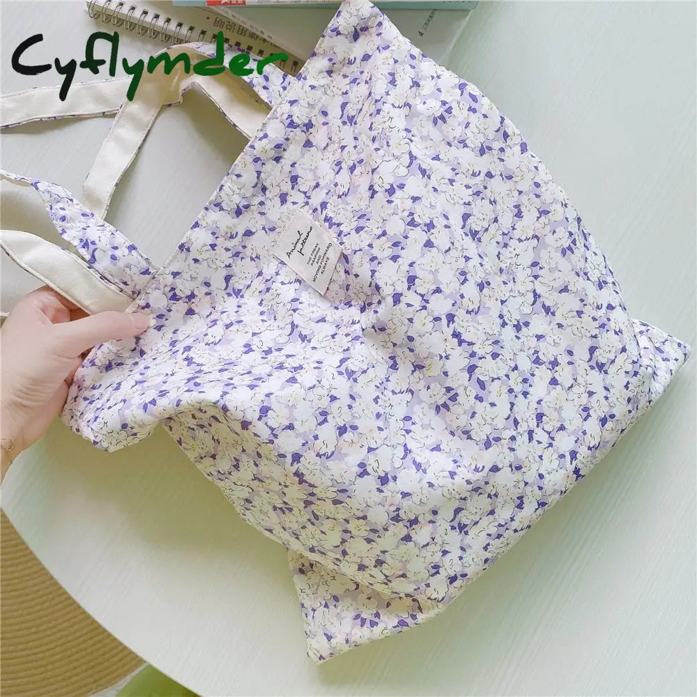 Cyflymder Women’s Shopping Shoulder Bag For Groceries Large Floral Female Reusable Foldable