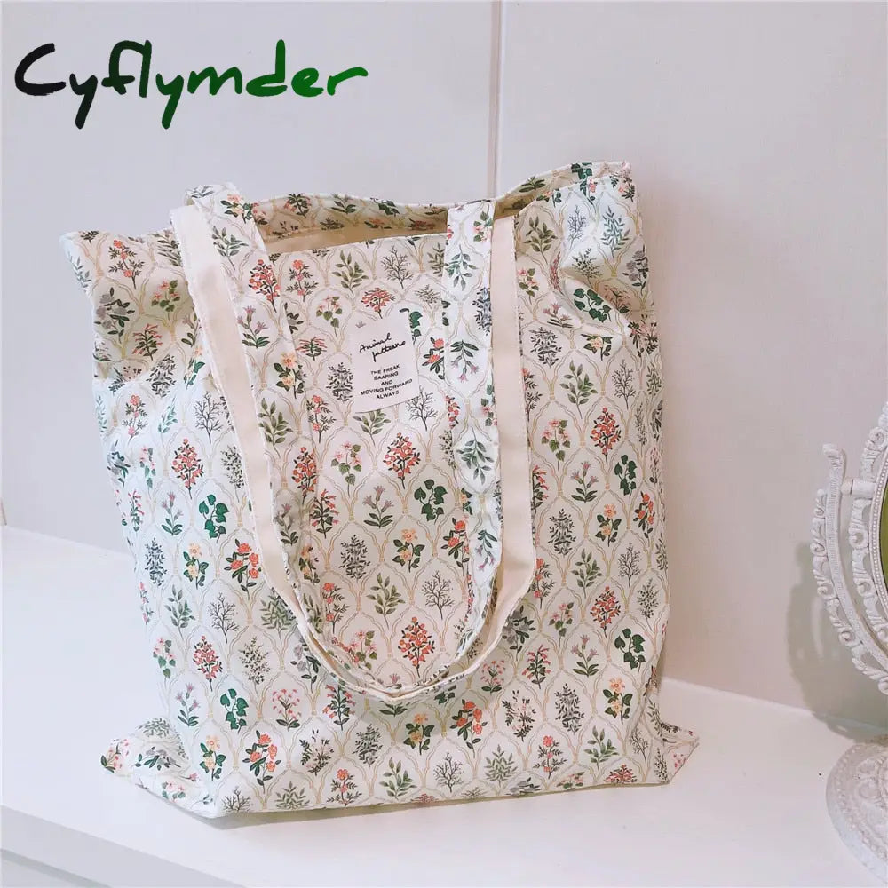 Cyflymder Women’s Shopping Shoulder Bag For Groceries Large Floral Female Reusable Foldable